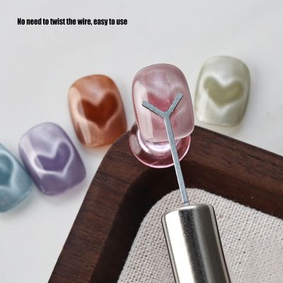 Heart Cat Eye Magnet for Nails, Magnetic Nail Art Tool for Stunning Cat Eye Effect, DIY Manicure Kit with Y-Shaped Guide Sticks, Professional Nail Magnet for Home and Salon Use (2-Pack)