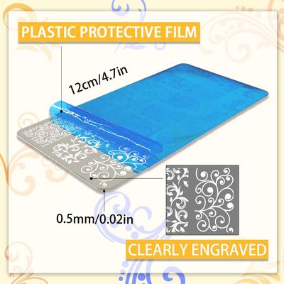 PH PandaHall 3pcs Swirl Pattern Nail Art Templates, French Nail Stamping Plate 52 Patterns Plant Floral Nail Art Stencils Stainless Steel Stamping Plates for Nail Design Print Manicure Salon Spring