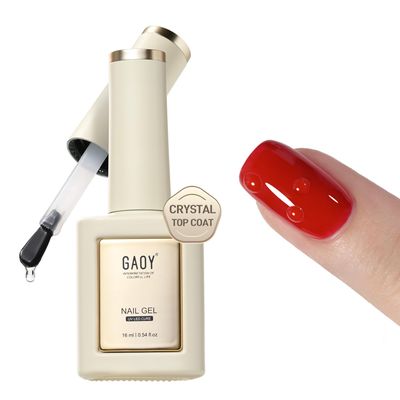 GAOY Crystal Gel Top Coat for Gel Nail Polish, 16ml No Wipe Clear Finish, High Shine Varnish for Long Lasting UV Gel Nail Art at Home