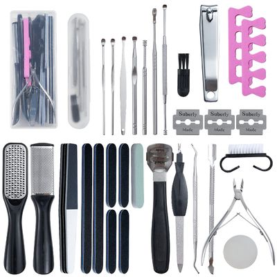 31Pcs Foot &amp; Hand File Pedicure Tools Kit for Dead Skin Remove, Nail Maintain with Cleaning Storage Box for Men Women Salon or Home Best Gift