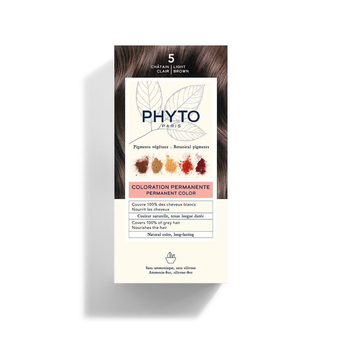 Phytocolor 5 Light Brown Hair Color for Women - Permanent Hair Dye with Botanical Pigments - Enriched with Jojoba &amp; Manoi Oils, Scalp-Friendly with Jujube Extract &amp; Epaline