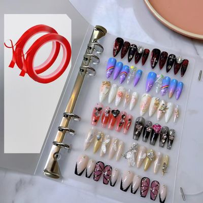CloudTrip Press on Nail Storage and Display Binder Book - A5 Size, 6 Pages, 60 Double Sized Tape, False Nails Storage Book (A5 Display Binder Book)