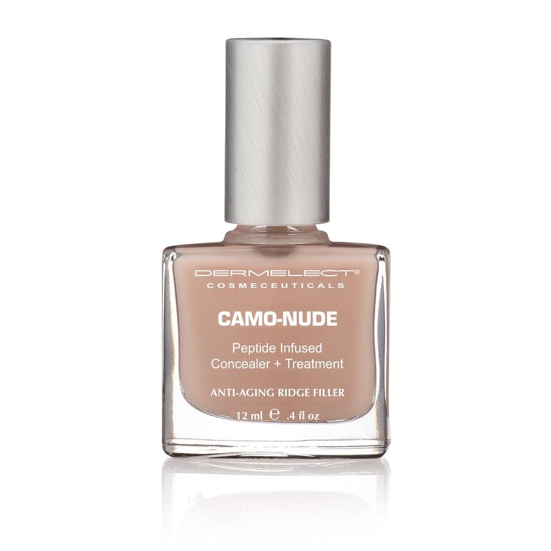 Dermelect Camo-Nude Concealer Treatment - Nailcare Base Coat with Keratin Protein Peptides, Biotin, Strengthening, Smoothing &amp; Concealing Treatment for Nail Ridges, Yellowing, Splitting Nails 0.4 oz