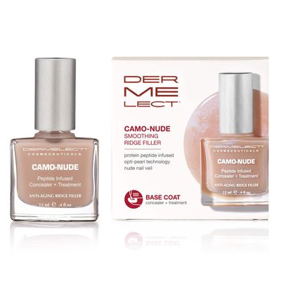 Dermelect Camo-Nude Concealer Treatment - Nailcare Base Coat with Keratin Protein Peptides, Biotin, Strengthening, Smoothing &amp; Concealing Treatment for Nail Ridges, Yellowing, Splitting Nails 0.4 oz