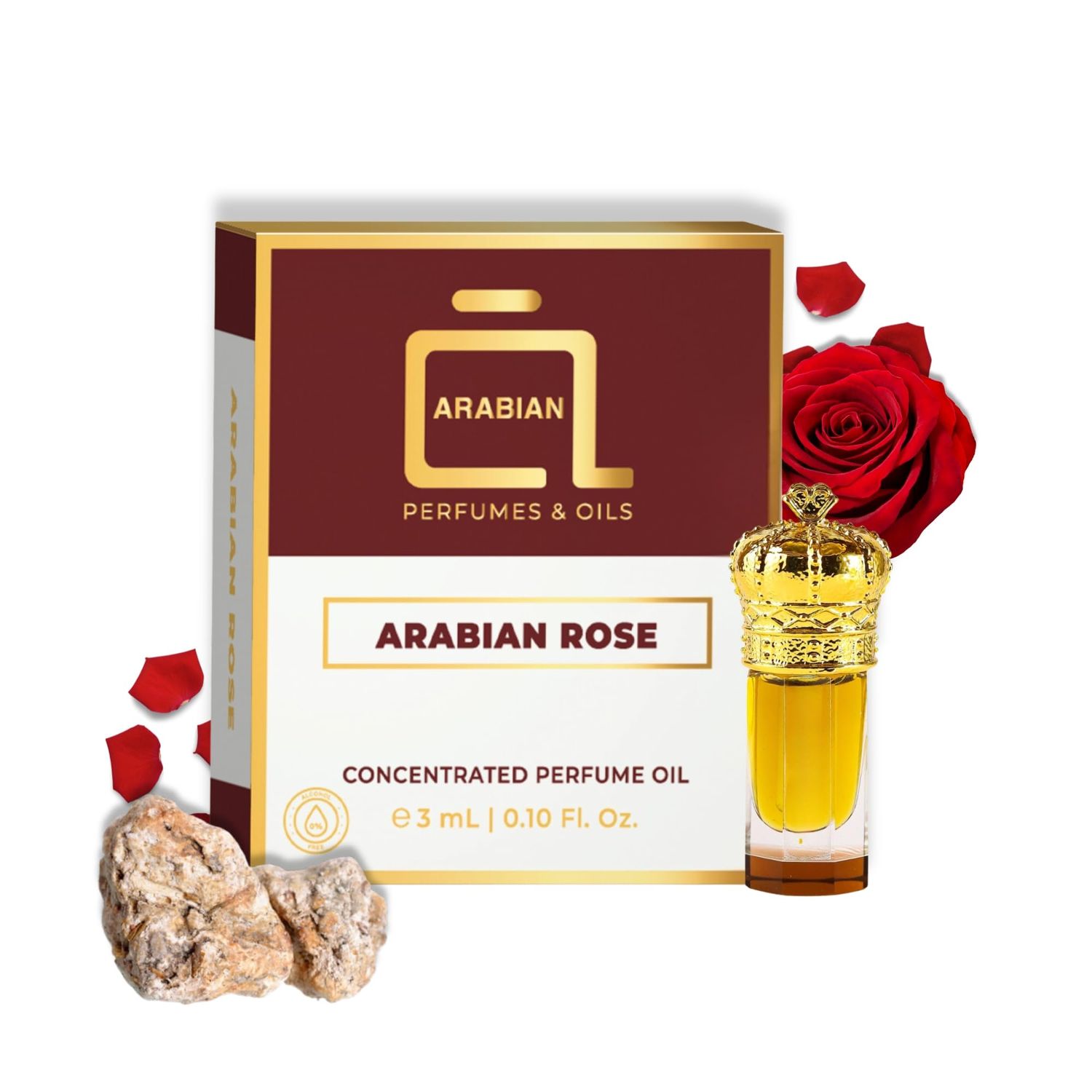 ARABIAN PERFUMES &amp; OILS Arabian Rose Perfume Oil - Floral Sweet Romantic Fragrance Oil for Men and Women - Travel Size Perfume 0.10 Fl. Oz.