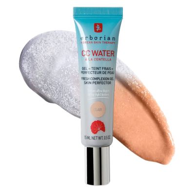 Erborian CC Water with Hyaluronic Acid, Clair - Ultra-Light Aqua Gel Color Corrector with Centella Asiatica &amp; Hyaluronic Acid - Plump, Softer &amp; Hydrated Skin - Korean Skincare Skin Perfector- 0.5 Oz