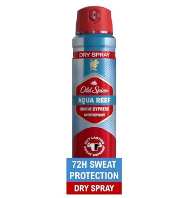 Old Spice Dry Spray Antiperspirant Deodorant for Men, 24/7 Sweat &amp; Odor Protection, 24/7 Sweat Defense &amp; Lasting Freshness, Aqua Reef with Cypress Scent, 4.3 oz