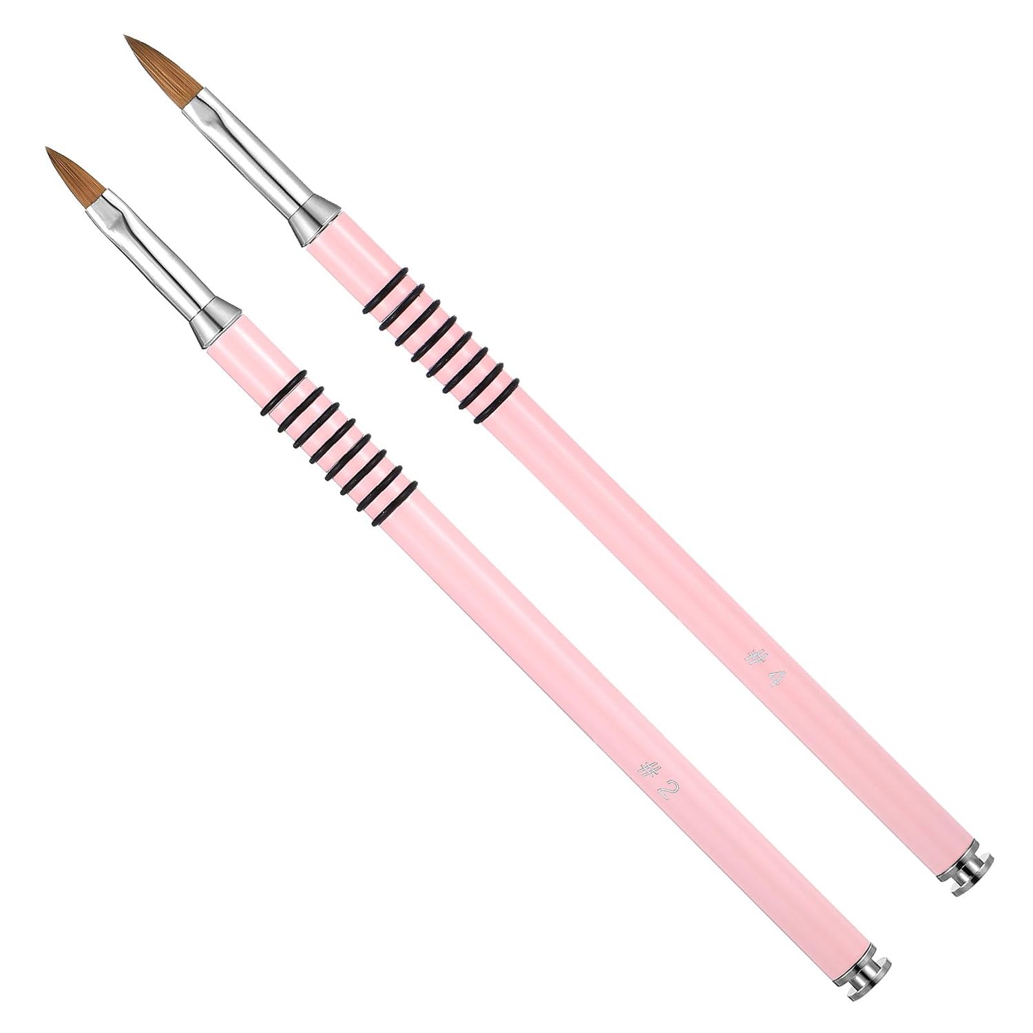 Prasacco 2 Packs Acrylic Nail Brush for Nails Art, Nail Art Brush Set Acrylic Kolinsky Nail Brush 3D Nail Art Flower Brush Acrylic Manicure Brush for Women Acrylic Application(Pink)