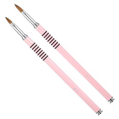 Prasacco 2 Packs Acrylic Nail Brush for Nails Art, Nail Art Brush Set Acrylic Kolinsky Nail Brush 3D Nail Art Flower Brush Acrylic Manicure Brush for Women Acrylic Application(Pink)