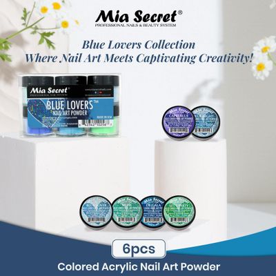 6PC Mia Secret Acrylic Nail Art Powder Collection (BLUE LOVERS)