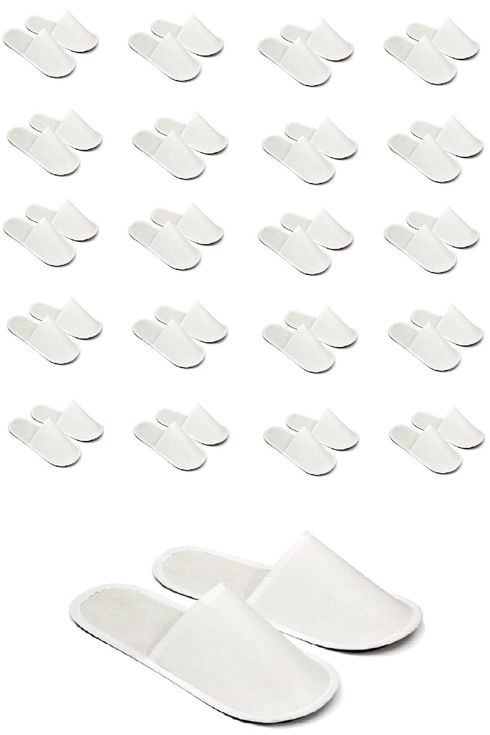 CHOCHILI 20 Pairs Fabric Packed Economy Disposable Hotel Slippers for Airbnb Spa Salon Party Wedding Guests - Fits up to Adult US Men Size 10 &amp; Women Size 11, White
