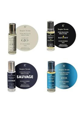 Inspire Scents Pure Fragrance Set, 4 Fragrances for Men, 12ml Each, Made in USA (BAD BOY)