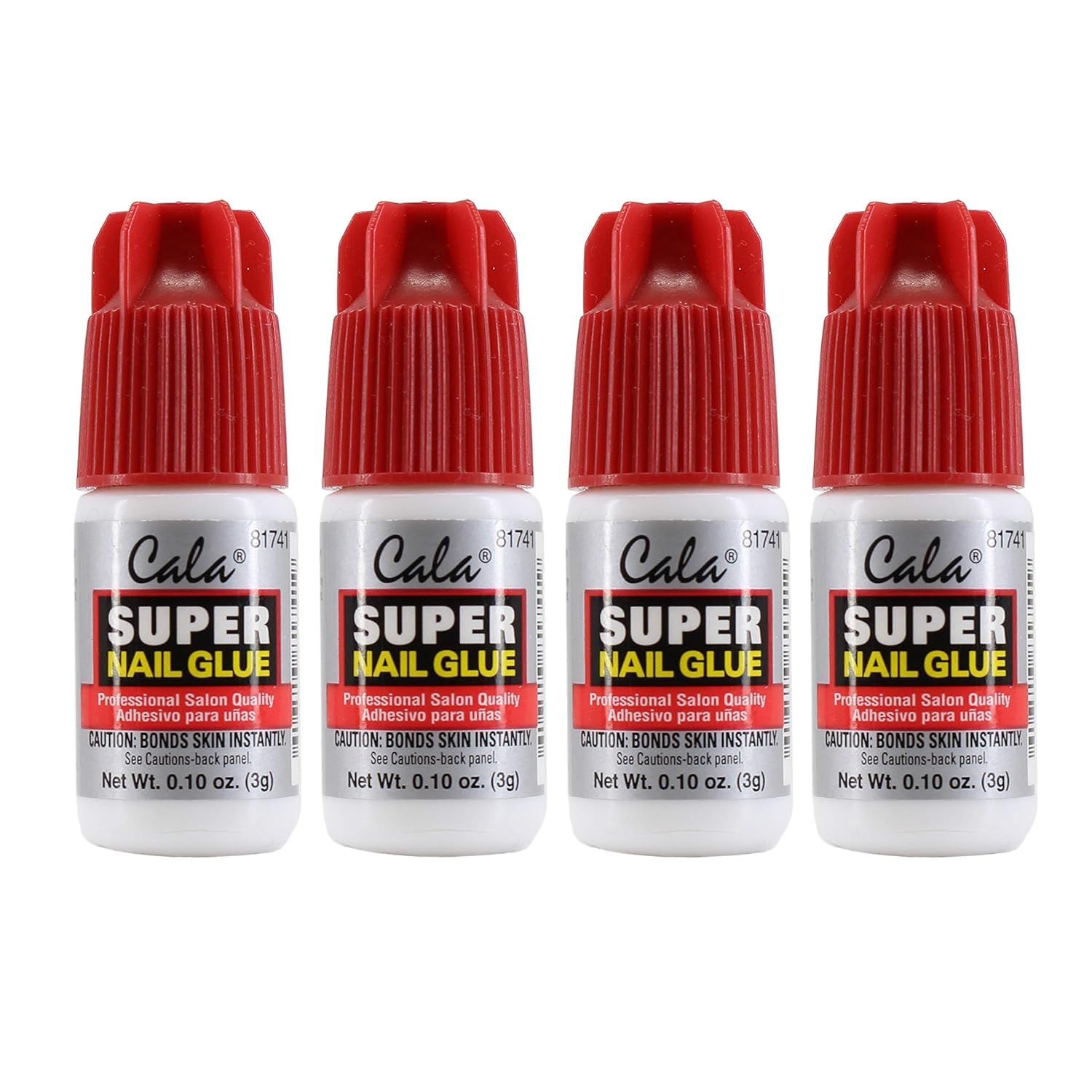 Cala Super Nail Glue Professional Salon Quality Quick and Strong Nail Liquid Adhesive (Pack of 4)