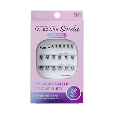 FALSCARA STUDIO Lash Extension Kit, Individual Lash Palette, 18 Stackable Lash Clusters, Delicate Fluffy False Eyelashes, Light Volume, Length 8mm-12mm, Band Size 2mm-6mm