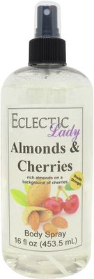 Eclectic Lady Almonds And Cherries Body Spray, Double Strength, 16 ounces, Body Mist for Women with Clean, Light &amp; Gentle Fragrance, Cologne with Soft, Subtle Aroma For Daily Use