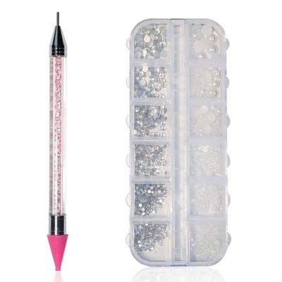 BUNNIEBEAUTY 2700 Pcs Pearls and Crystals Rhinestones Diamonds Kit With Premium Wax Pencil for Nail Decorations, Art, Charms and Gems - Gifts for Women