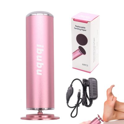 ibubu Electric Foot Callus Remover Pink Professional Powerful Foot File Pedicure Grinder Sanders with 60PCS Replacement Sandpaper Discs Heel Scraper for Dead Dry Crack Skin Calluses Speed Adjustable