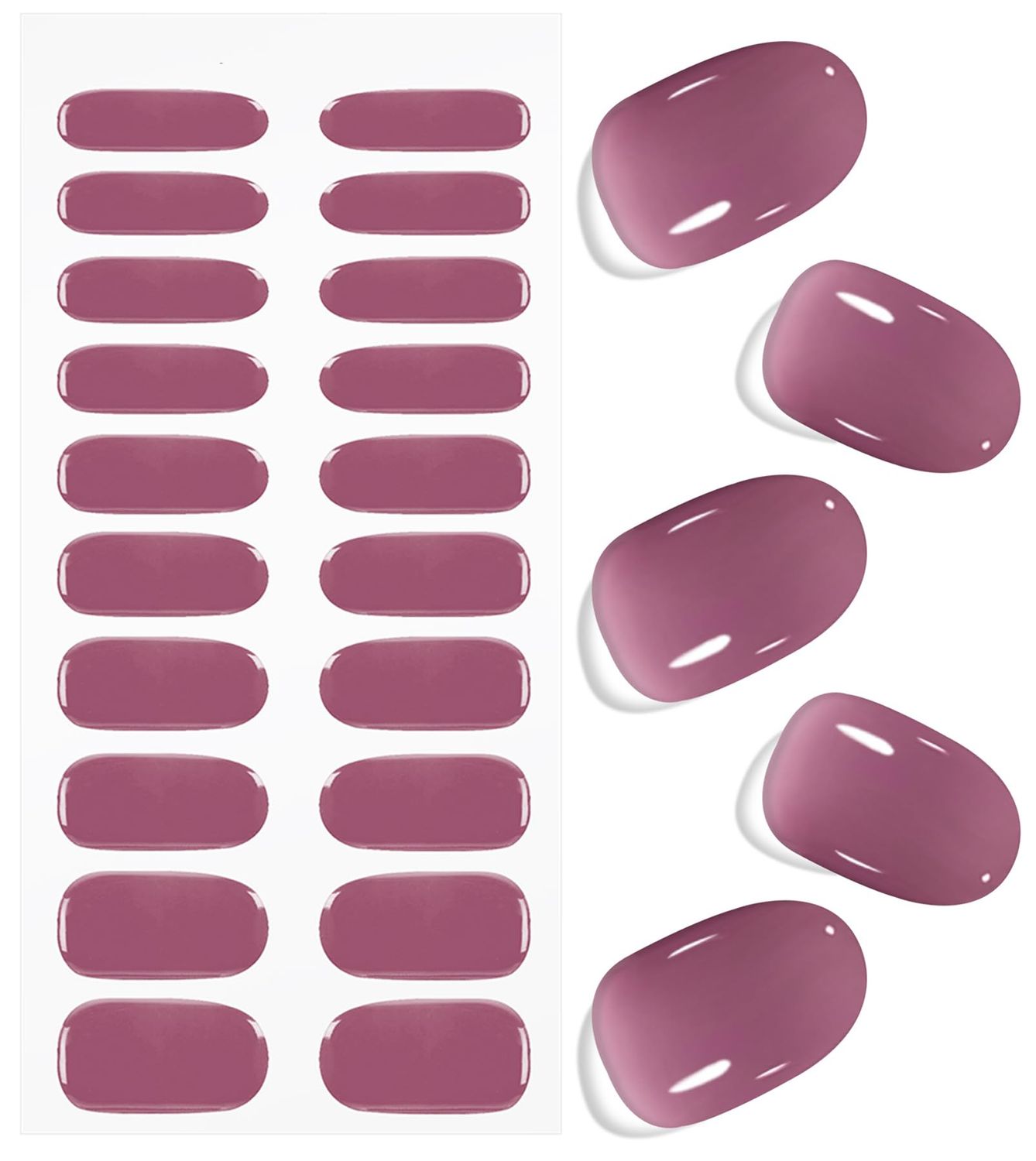 JMEOWIO Gel Nail Stickers Purple Red Semi Cured Gel Nail Strips Wraps UV/LED Nails Art Design Decoration Accessories