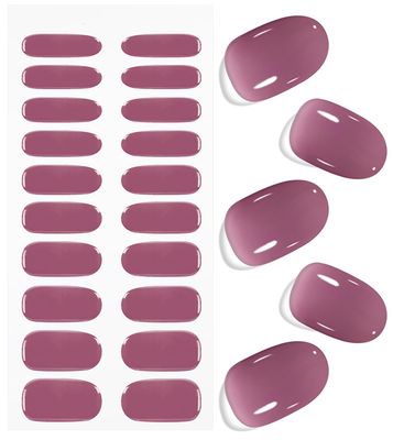 JMEOWIO Gel Nail Stickers Purple Red Semi Cured Gel Nail Strips Wraps UV/LED Nails Art Design Decoration Accessories