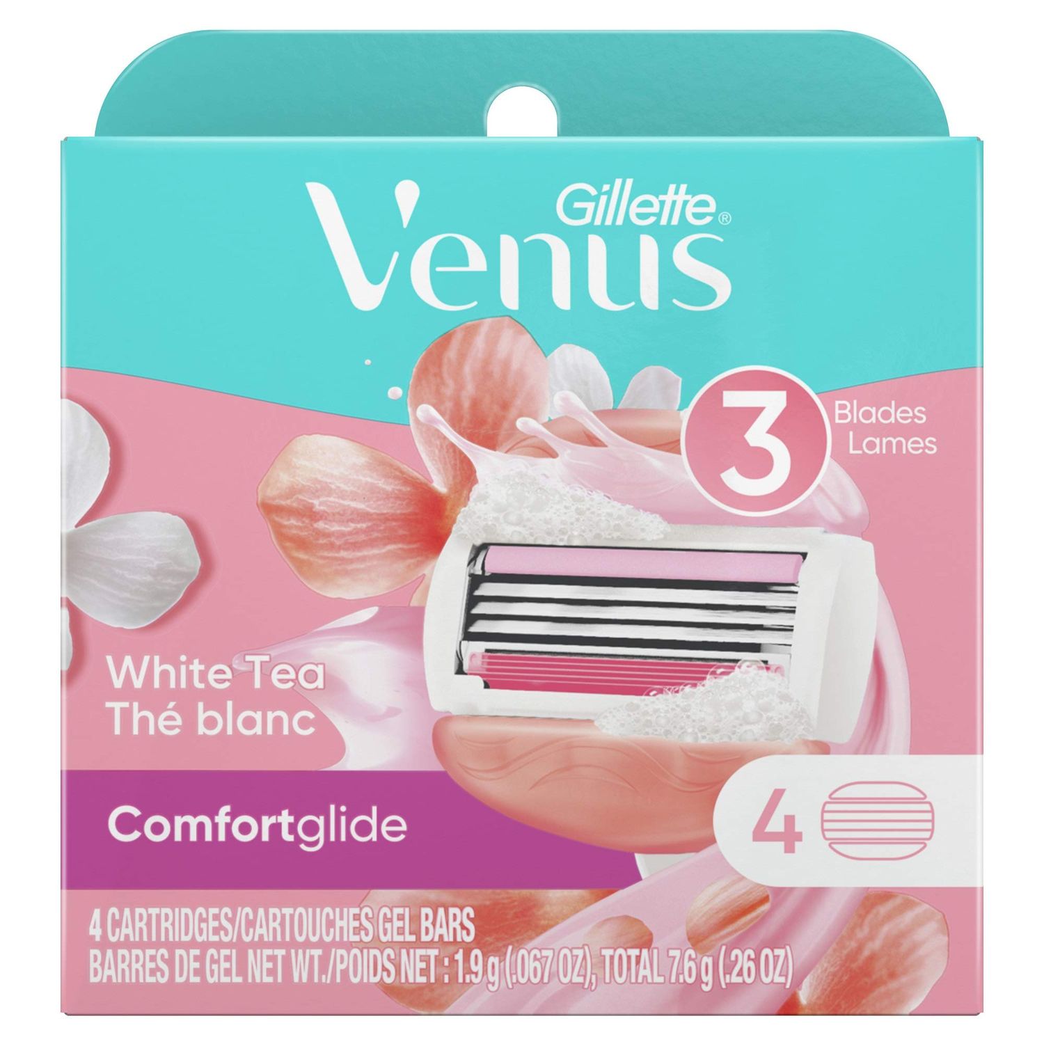 Gillette Venus ComfortGlide White Tea Womens Razor Blades - 4 Refills