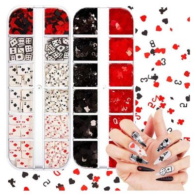 Poker Charms (2 Boxes) for Nail Design - Acrylic Dice Art Jewels and Supplies