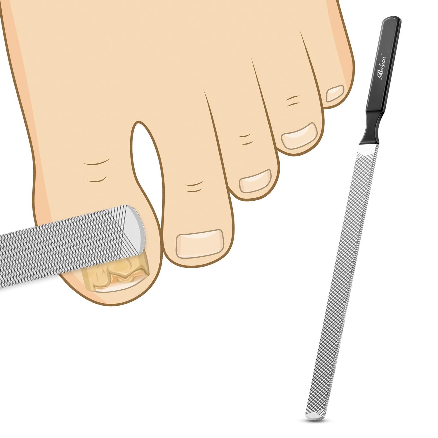 BALUCA Professional Stainless Steel Long Nail File for Thick Nails, Metal Fingernail Toenail File for Women, 4.72-Inch Filing Surface, Durable and Efficient Nail Care Tool