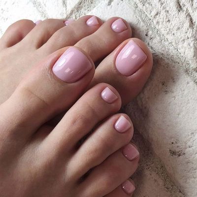 modelones Press on Toe Nails Tips 24Pcs 12 Sizes Press On Toenails French Short Square Toenails Includes Nail Glue,Manicure Stick,File, pink