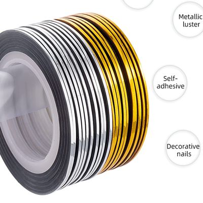 20 Pcs Glitter Gold Silver Nail Art Striping Tape Line Shiny Matte Nail Art Decoration Strips Self Adhesive Decals Strips DIY Nail 3D Tips Manicure Tools Nail Tape Rolls (1mm)