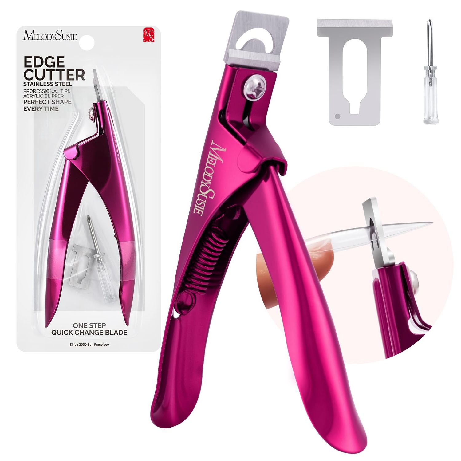 MelodySusie Acrylic Nail Clippers, Professional Nail Clippers Cutters for Acrylic Nails Fake Nail Tips, Adjustable Stainless Nail Trimmer, Manicure Tool for Salon Home Nail Art, Plum