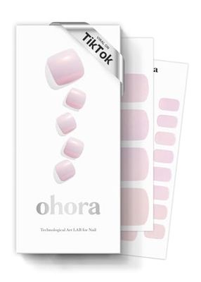 ohora Semi Cured Gel Nail Strips (P Ballerina) - Pink, Solid, Works with Any UV/LED Nail Lamps, Salon-Quality, Long Lasting, Easy to Apply &amp; Remove - Includes 2 Prep Pads, Nail File &amp; Wooden Stick