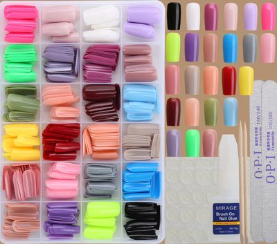 Press on Nails Medium Square, 576Pcs Fake Acrylic Medium Nail With Nail Glue, 24 Colors Medium Stick On Nails Uas Postizas, Glossy False Nails Full Cover for Women Girl Home Nail Art Diy Holiday Use