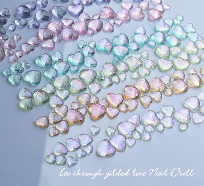 SANNXIX 3D Aurora Heart Nail Charms,200 Pcs Shiny Heart Nail Art Gems 6 Colors Crystal Glitter Valentines Day Nail Art Decoration Supplies Nail Rhinestone Acrylic Nail DIY &amp; Salon
