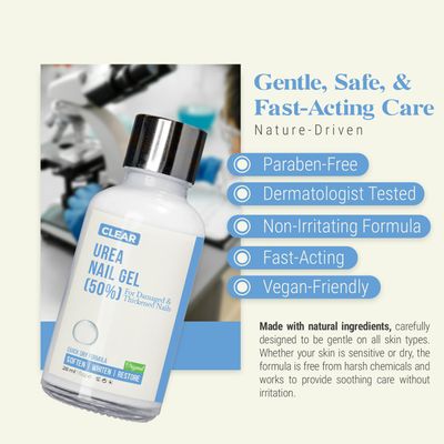 50 Urea Nail Gel - Softens Cracked Heel Calluses & Thick Toenails - Repairs Damaged, Yellow, Discolored Nails - Highly Effective & Quick-Dry Fingernails & Toenail Treatment | Made in USA
