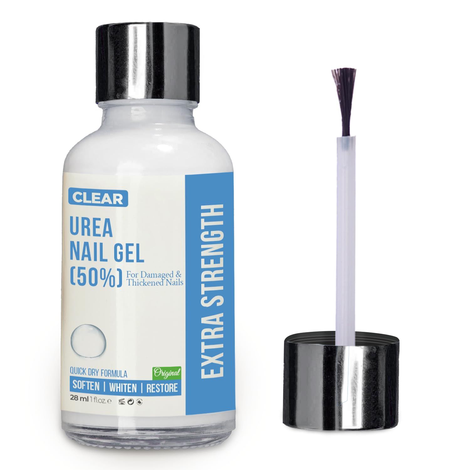 50 Urea Nail Gel - Softens Cracked Heel Calluses &amp; Thick Toenails - Repairs Damaged, Yellow, Discolored Nails - Highly Effective &amp; Quick-Dry Fingernails &amp; Toenail Treatment | Made in USA