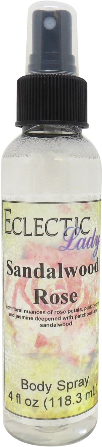 Eclectic Lady Sandalwood Rose Body Spray, 4 ounces, Body Mist for Women with Clean, Light &amp; Gentle Fragrance, Cologne with Soft, Subtle Aroma For Daily Use