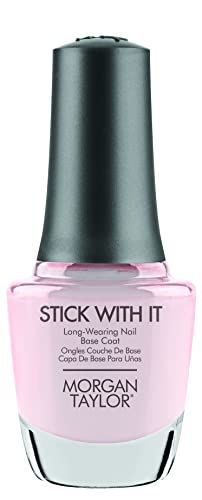 Morgan Taylor Stick With It Long Wear Base Coat - Professional Long-Lasting Nail Base Coat, Strengthens &amp; Protects Natural Nails, Enhances Polish Adhesion &amp; Durability, 0.5 oz