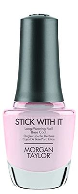 Morgan Taylor Stick With It Long Wear Base Coat - Professional Long-Lasting Nail Base Coat, Strengthens &amp; Protects Natural Nails, Enhances Polish Adhesion &amp; Durability, 0.5 oz