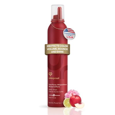 Colorproof Super Plump Whipped Bodifying Hair Mousse 7.5 Fl. Oz. Color-ProtectingMousse for Hair Volume, White Nectarine, Peony &amp; Citrus Scent