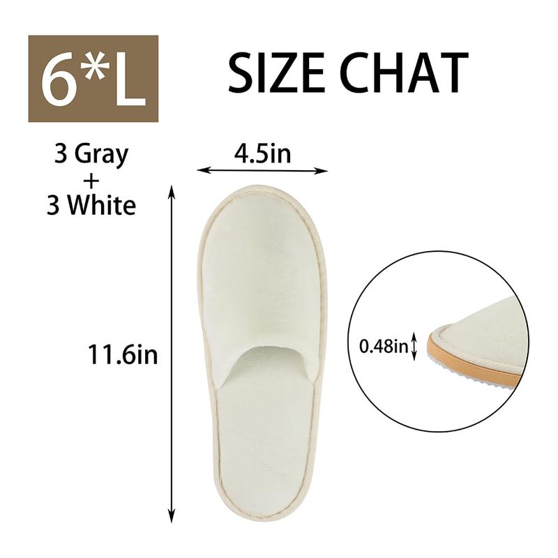BoxSkivra 2-6 Pairs Spa Slippers, Indoor Slippers, Disposable Slippers for Guests, Washable &amp; Non Slip Reusable House Slippers for Women Men Bedroom, Hotel, Travel,Wedding (Thick Soft)