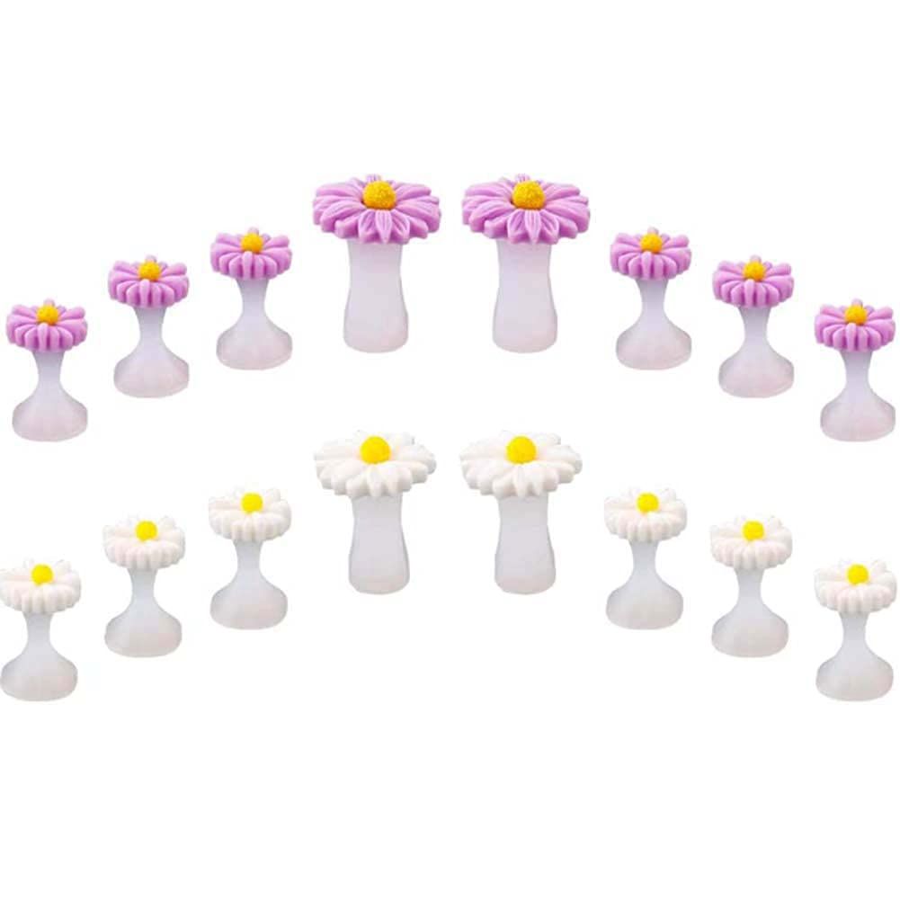 BlingKingdom 16pcs Daisy Toe Separators Silicone for Pedicure Nail Polish Gel Foot Toe Spacers Pedicures Nail Art Tools