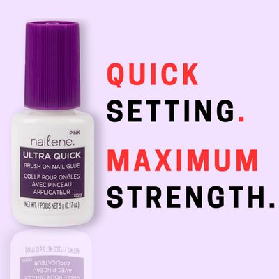 Nailene Pink Brush-On Nail Glue, 0.10 oz Durable, Easy to Apply False Nail Glue Repairs Natural Nails Quick-Drying Nail Adhesive Lasts Up to 7 Days Nail Care Essential, 1 pack (COSNAI842)
