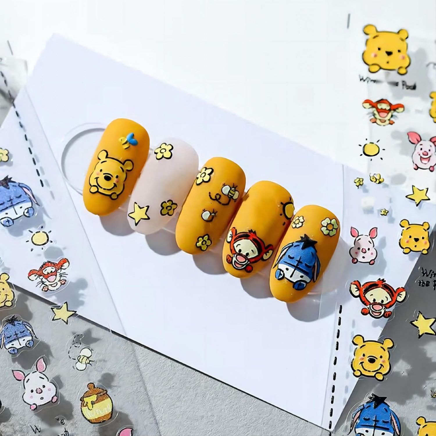 Dedyel Cute Nail Stickers 5D Embossed Cartoon Nail Stickers Kawaii Animal Self-Adhesive Nail Decals for Women Girls Kids Nail Art Decoration
