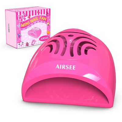 AIRSEE Kids Nail Dryer, Portable Nail Dryer, Mini Nail Fan for Regular Nail Polish - Birthday, Christmas, Party Gift for Grils, Battery Operated, DIY nail art, No Harmful, Two stickers included (Pink)