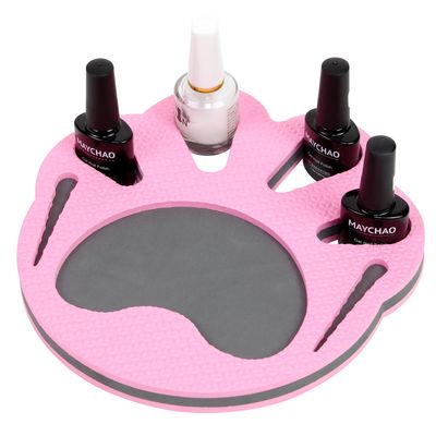 Setmoi Nail Polish Holder Stand - Nail Polish Organizer, Manicure Hand Stand Rest Work Station - Pink &amp; Grey, 8.1