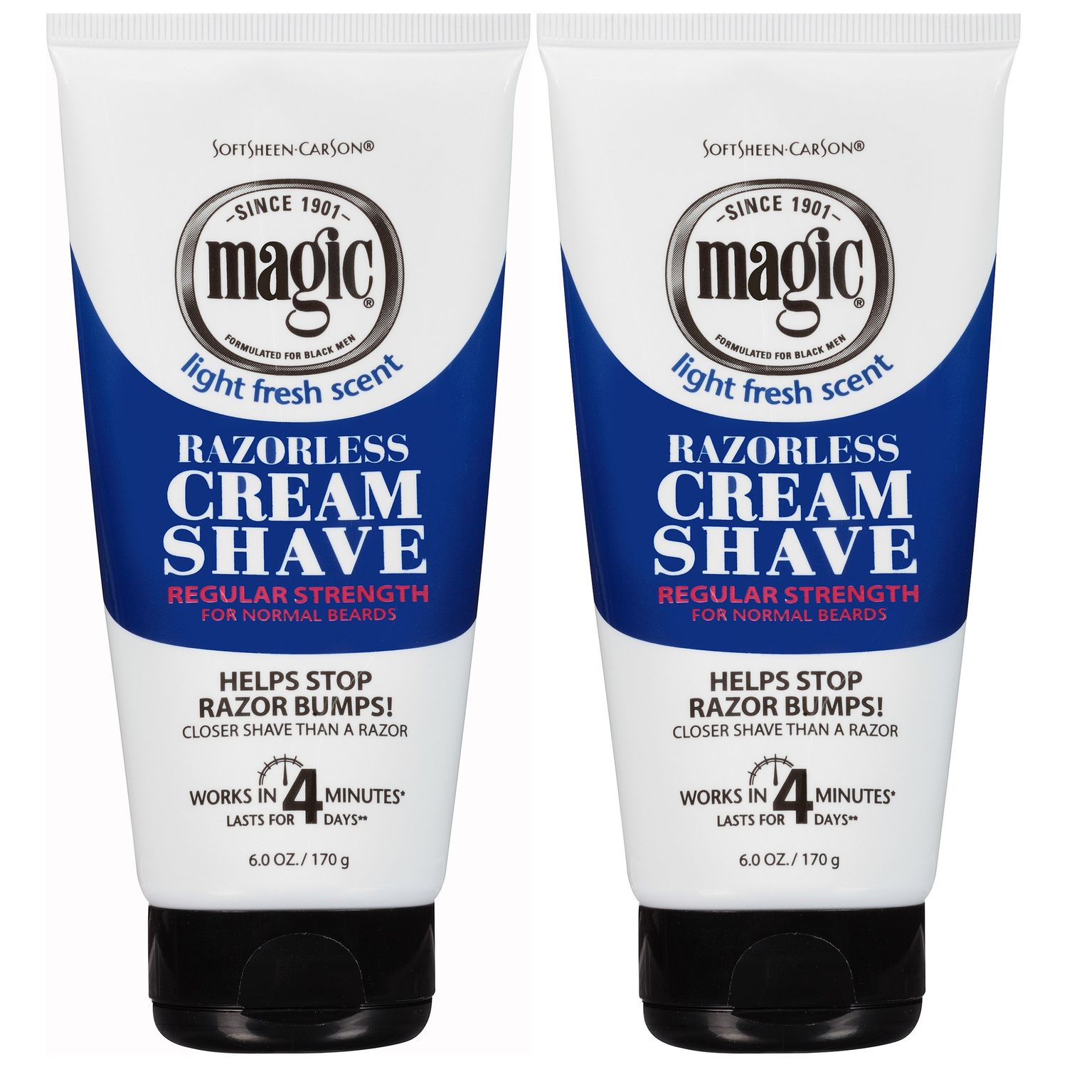 SoftSheen-Carson Magic Razorless Shaving Cream, Hair Removal Cream for Body Hair, Regular Strength Depilatory Cream, Works in 4 Minutes for Normal Hair, 2 Count
