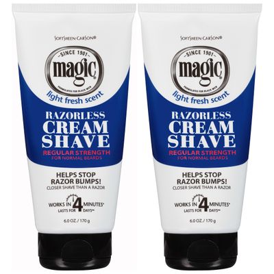 SoftSheen-Carson Magic Razorless Shaving Cream, Hair Removal Cream for Body Hair, Regular Strength Depilatory Cream, Works in 4 Minutes for Normal Hair, 2 Count