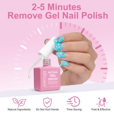 Gel Nail Polish Remover, Professional Gel Polish Remover for Nails, No Need for Foil, Quick &amp; Easy Polish Remover In 2-5 Minutes with Cuticle Pusher and Nail Polish Scraper Tools