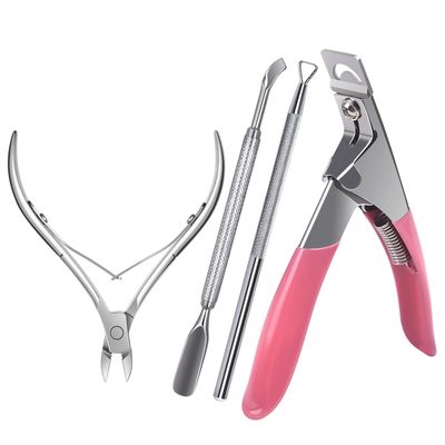 siyuwuro 4 in 1 Acrylic Nail Clippers Kit False Nail Clipper Cuticle Scissors Pro Stainless Steel Nail Nippers for Acrylic Nail Tips Cuticle Removal Pusher Dead Skin Clippers for Manicure Pedicure
