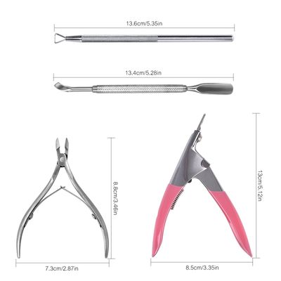 siyuwuro 4 in 1 Acrylic Nail Clippers Kit False Nail Clipper Cuticle Scissors Pro Stainless Steel Nail Nippers for Acrylic Nail Tips Cuticle Removal Pusher Dead Skin Clippers for Manicure Pedicure