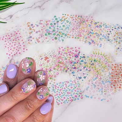 30 Sheets Flowers Nail Art Stickers Decals Colorful Flower Rose Daisy Cherry Blossoms 3D Self-Adhesive Nail Stickers Design Flowers Nail Art Supplies Charms for Nail Art Manicure Tips Decoration